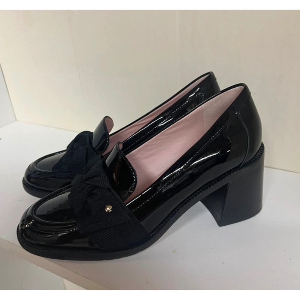 Kate Spade New York Leandra Heeled Loafers - Black Patent Leather, Size 6.5B - Picture 2 of 6